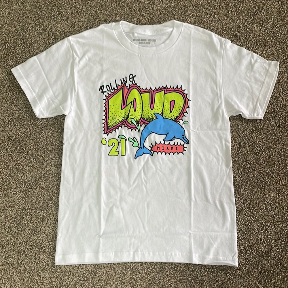 NWT Rolling Loud Miami 2021 White Neon Splash Tshirt Small